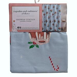 NEW Cupcakes and Cashmere Christmas Shower Curtain Gingerbread Cake Candy Cane